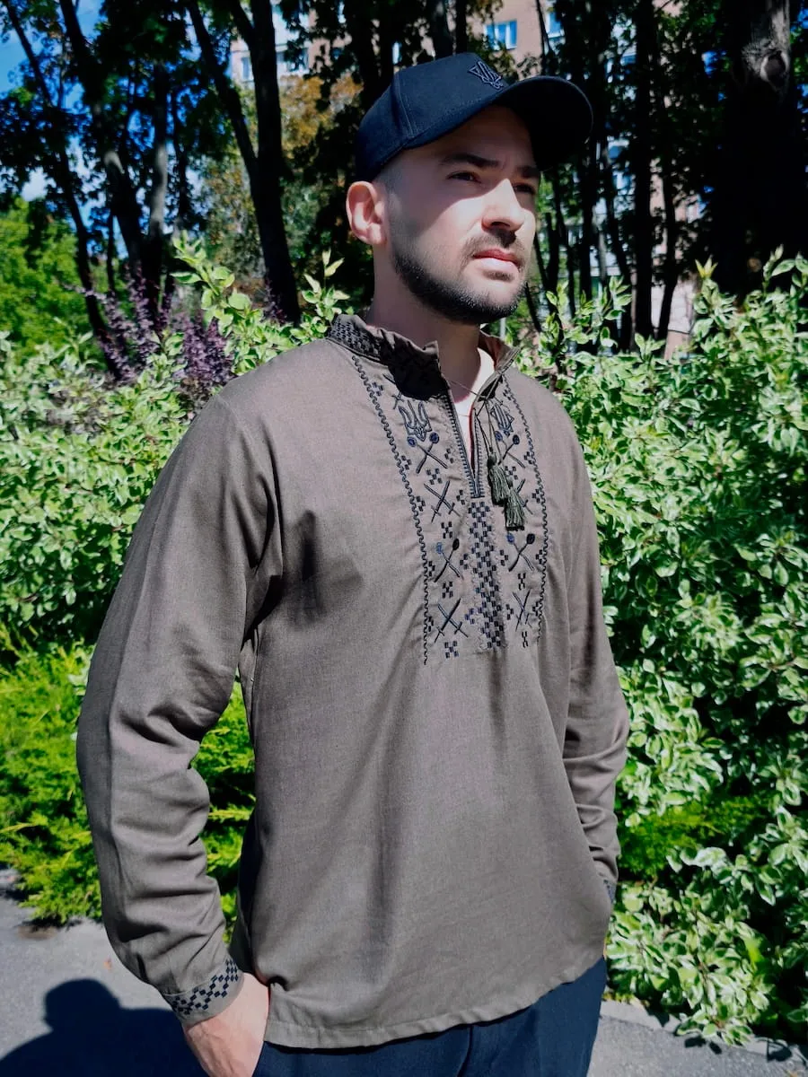 Men’s Olive Vyshyvanka “Spartan Code”